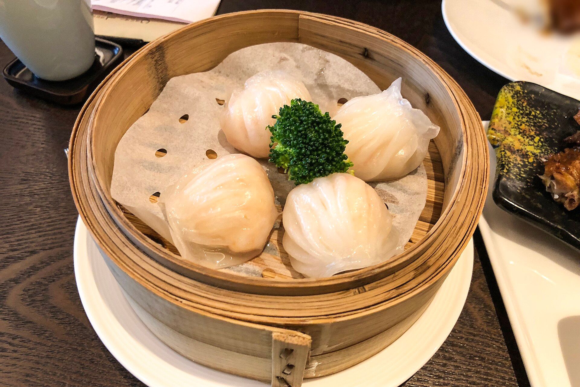 Har gow (shrimp dumplings) in a bamboo steamer, Guangzhou