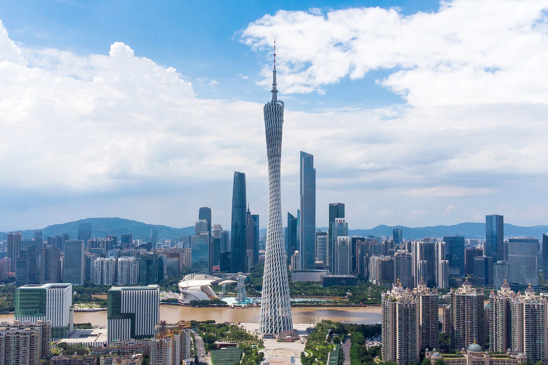Canton Tower and the Zhujiang New Town skyline across the Pearl River